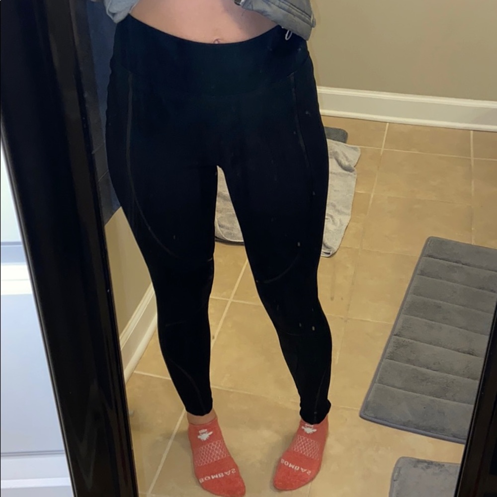 High waisted leggings Express with pleather detail